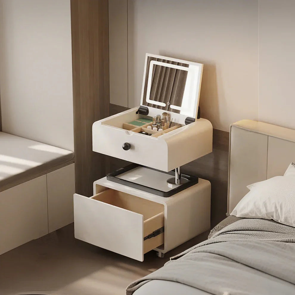 Mireva™ | Modern Vanity Table – Solid Wood, Hidden Storage, Minimalist Design