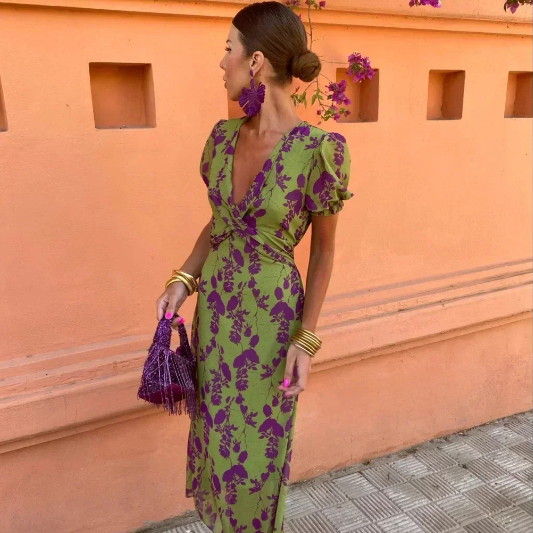 Charmara™ | Elegant Midi Dress – Adjustable Waist, Wrinkle-Free Fabric