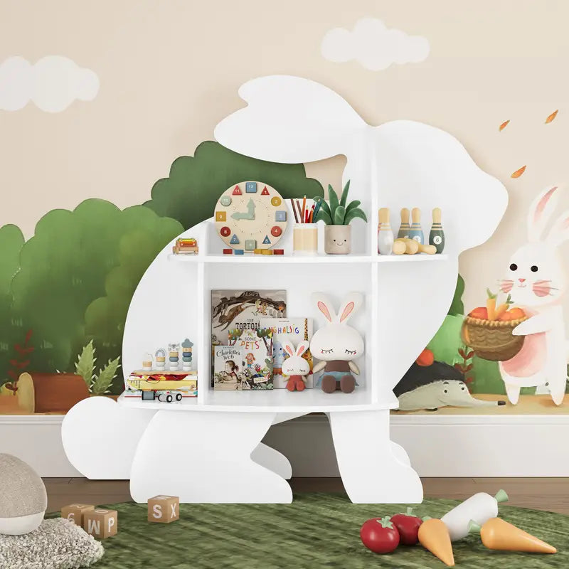 Rubbie™ | Rabbit Shape Bookshelf, Wood-Plastic, Stable Frame, Modern Storage