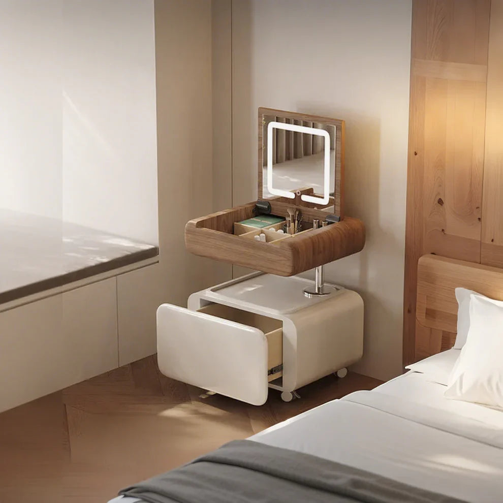 Mireva™ | Modern Vanity Table – Solid Wood, Hidden Storage, Minimalist Design