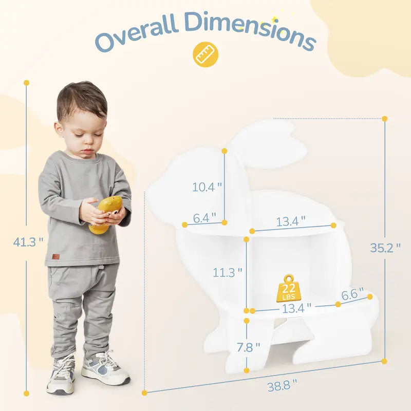 Rubbie™ | Rabbit Shape Bookshelf, Wood-Plastic, Stable Frame, Modern Storage