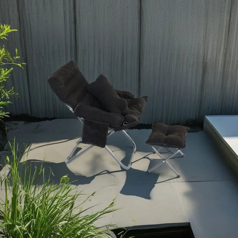 Isolde™ | Outdoor Folding Chair with Footrest & Pillow, Adjustable