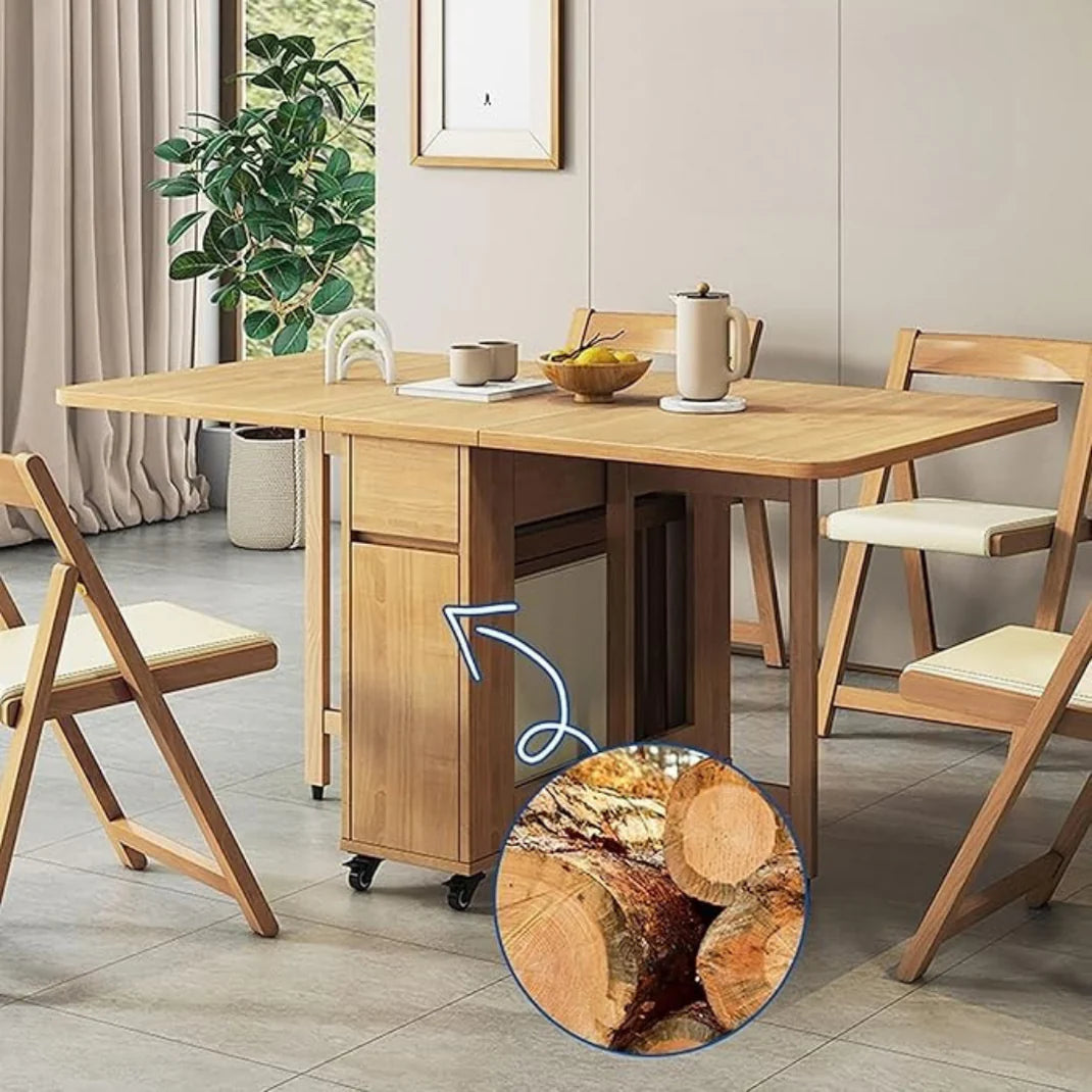 Expandio™ | Expandable Dining Table – Space-Saving Foldable Table with Chairs, Solid Wood