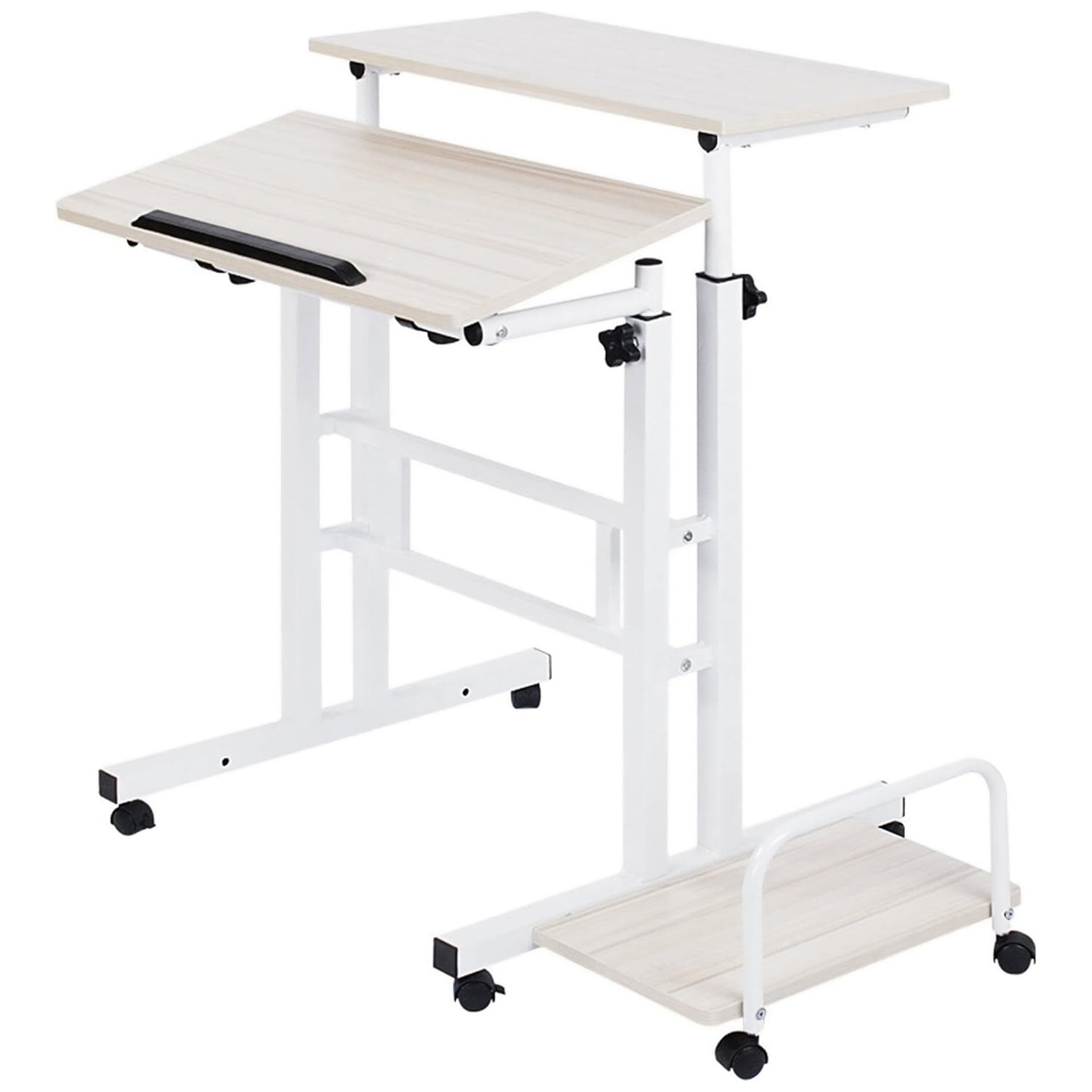 FlexiDesk™ | Height Adjustable Computer Table, Wooden Multi-Purpose Laptop Desk with Locking Wheels