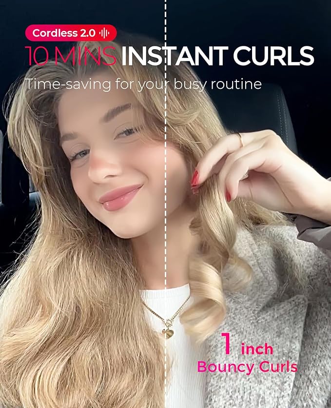 WaveLux™ | 1" Rotating Curling Wand, Portable Travel Hair Curler, Dual Voltage