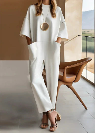 Vervora™ | Elegant Short-Sleeve Jumpsuit – Chic & Effortless Style