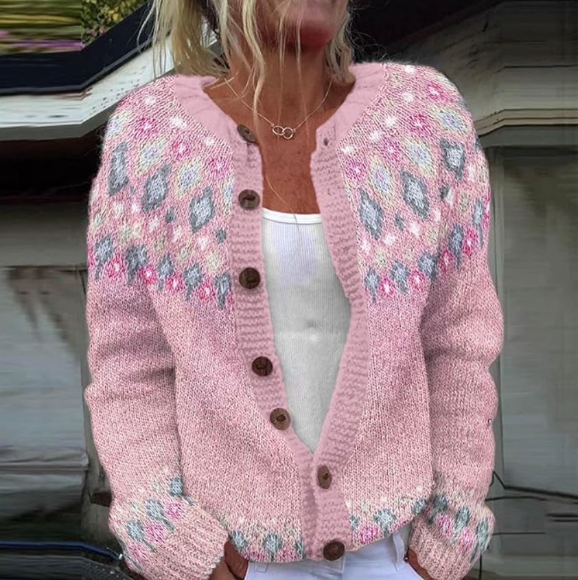 Rosavia™ | Timeless Pink Cardigan – Cozy Warmth & Modern Look